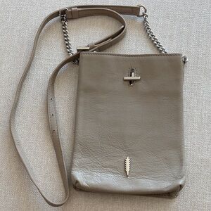 Chic Taupe Leather Crossbody Bag